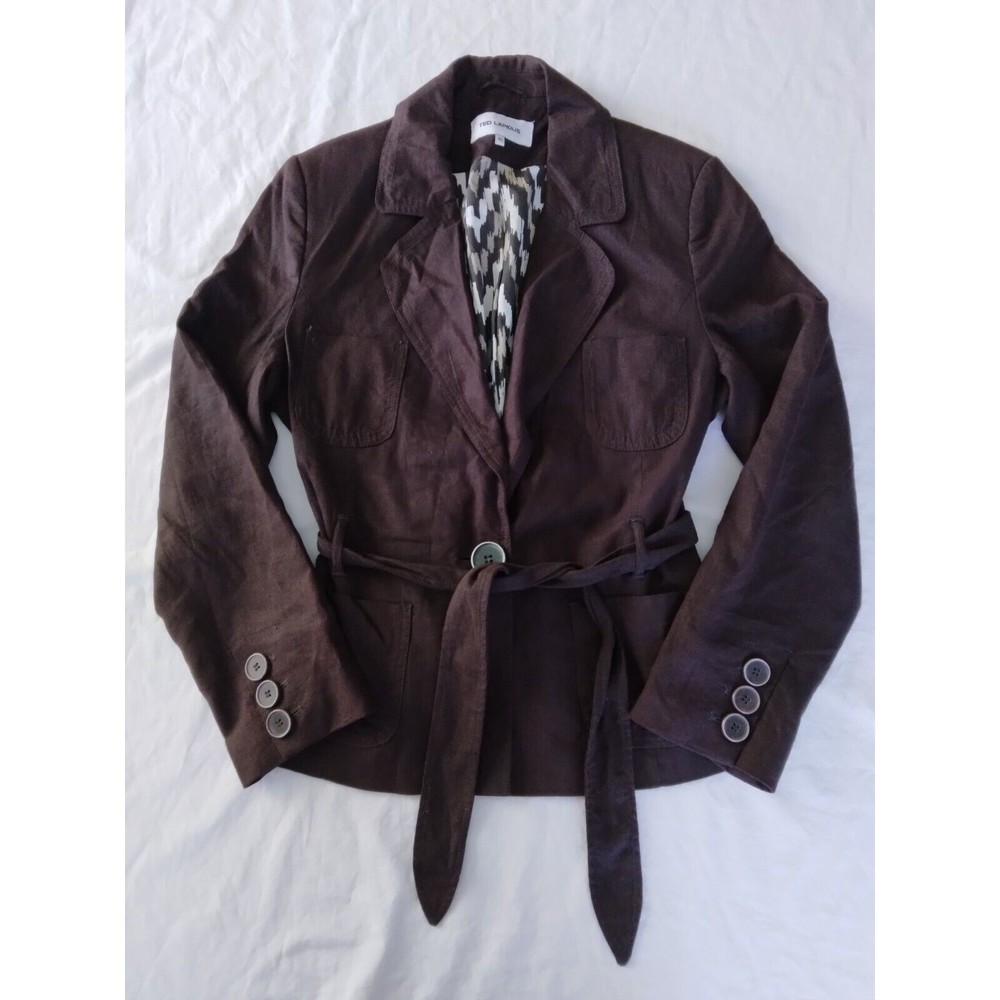 Brown Women's Belted Blazer Jacket